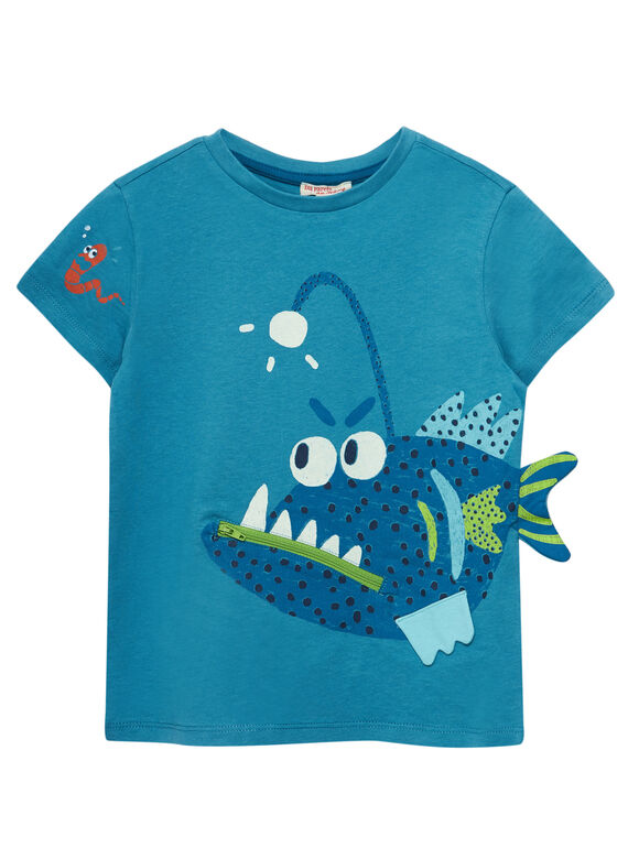 T-shirt azul mangas curtas menino peixe lúdico JOBOTI5 / 20S902H4TMC215