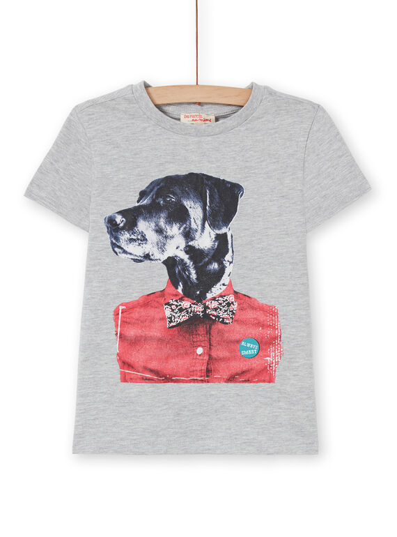 T-shirt cinzento mesclado - manga curta - Criança menino LOJOTI2 / 21S90233TMCJ922