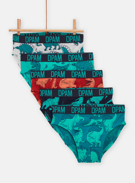5 slips verde com estampado de dinossauros menino TEGOSLISEM / 24SH1261D5LJ920