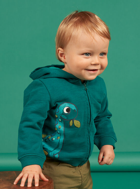 Casaco de malha azul-pato com padrão dinossauro bebé menino NUGAGIL / 22SG10O1GIL714