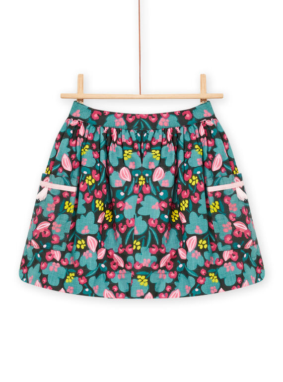 Saia twill verde-caqui com estampado florido menina MAKAJUP2 / 21W901I2JUPG604