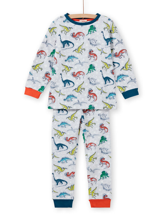 Conjunto pijama cinzento mesclado fosforescente com estampado dinossauro menino MEGOPYJAOP / 21WH1282PYJJ922