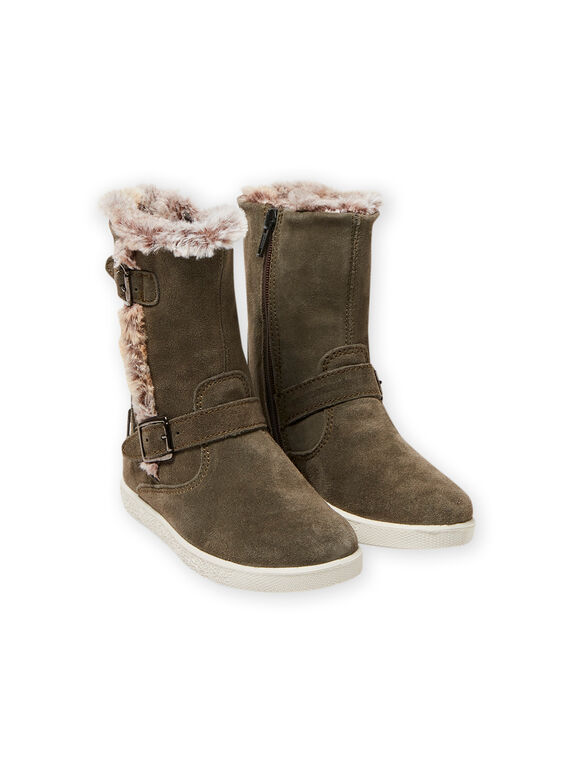 Botas forradas em camurça verde caqui menina MABOTTEKAKI / 21XK3585D10604
