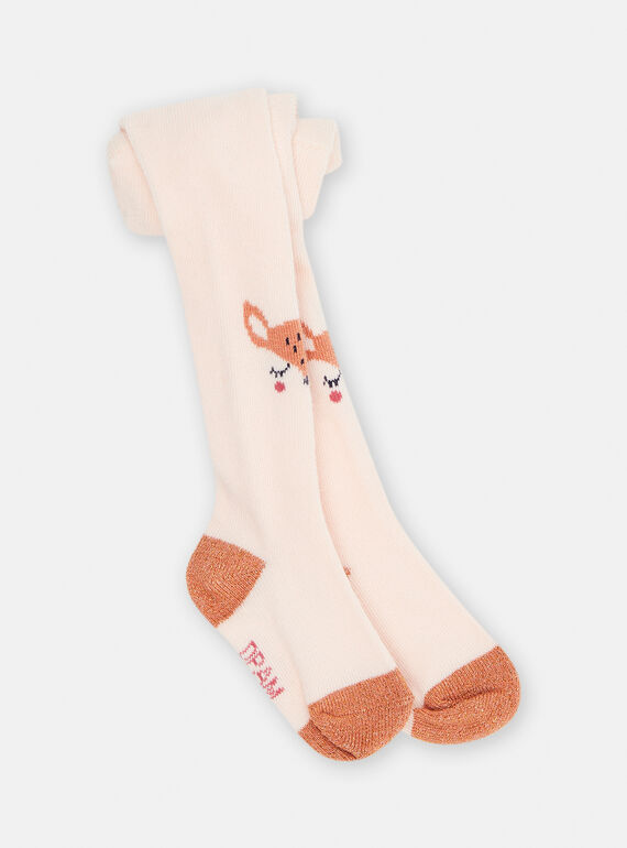 Collants rosa e laranja com padrão de cabeças de cervo bebé menina SYIJOCOL3 / 23WI09M7COL318
