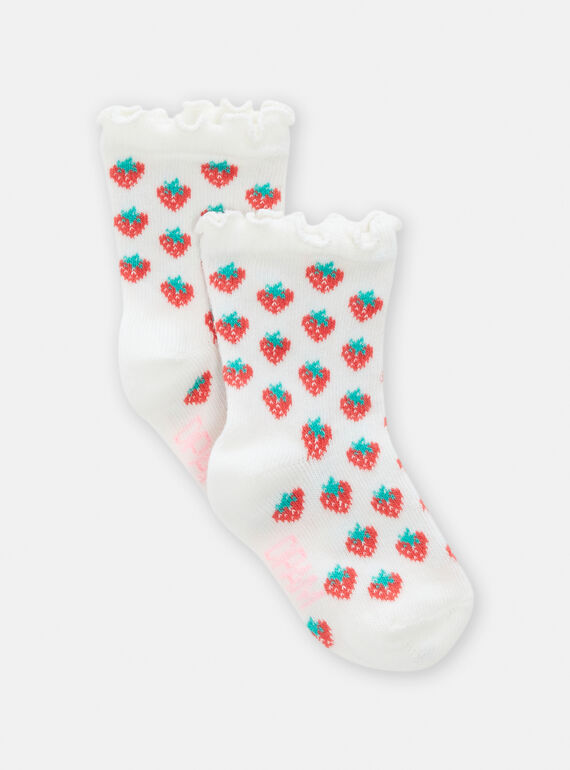 Meias cru com estampado morango para bebé menina TYIJOSOQ3 / 24SI0986SOQ001
