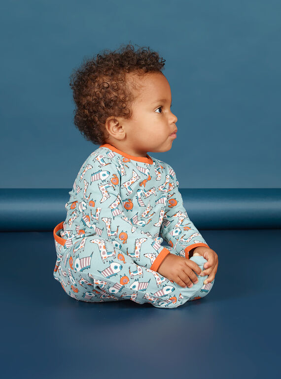 Babygro verde-água e laranja estampado cão bebé menino MEGAGREAOP / 21WH1434GRE219