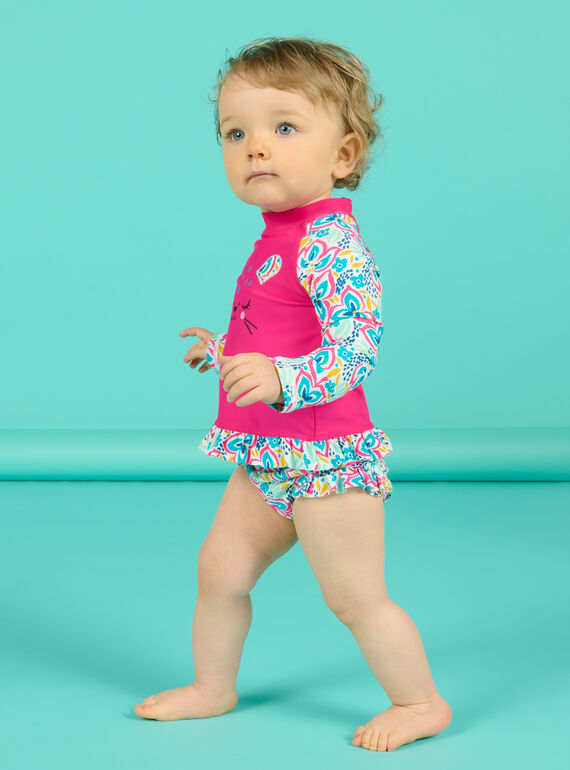 T-shirt e cueca de banho rosa com estampado florido bebé menina NYIENS / 22SI09L3MAID317