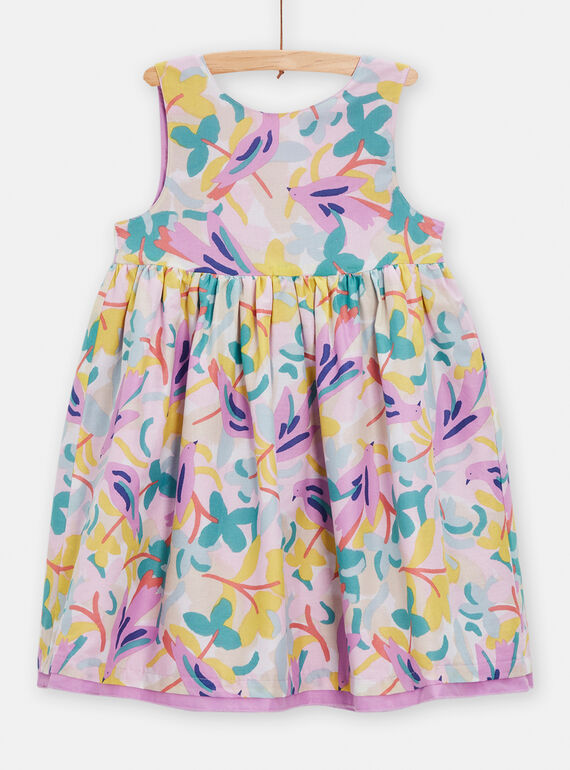 Vestido reversível cru com estampado de pássaros menina TAPOROB3 / 24S901M2ROB001
