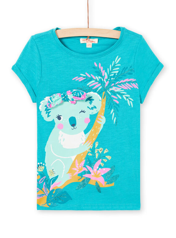 T-shirt turquesa padrão coala criança menina LAVERTI3 / 21S901Q2TMCC217