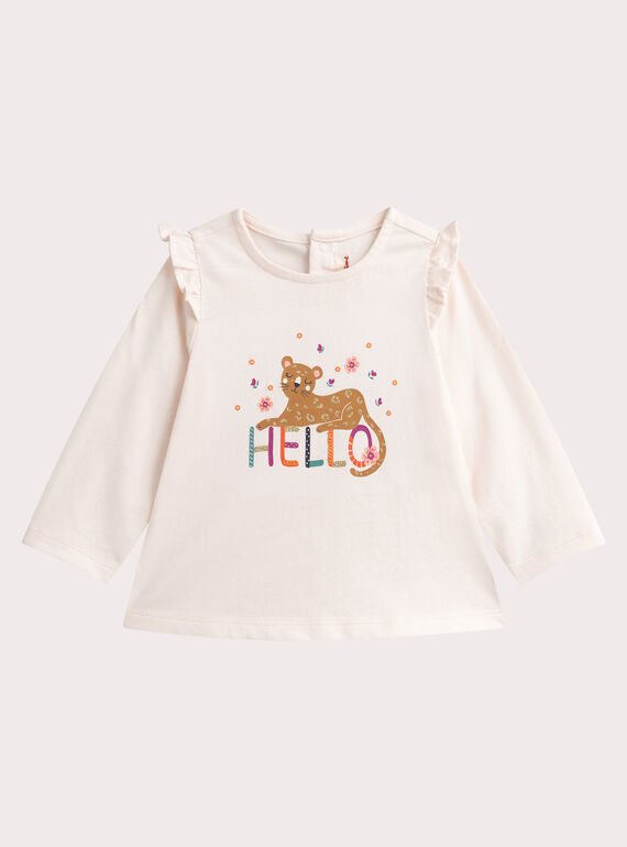 T-shirt com animação de leopardo para bebé menina VIKOTEE1 / 24WG0931TML002