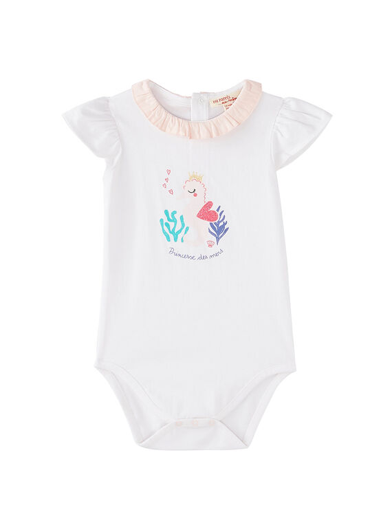 Body branco com gola folheada bebé menina JICEABODY / 20SG09N1BOD000