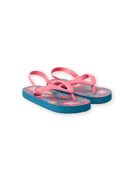 Chinelos azul pato com estampado florido menina LFTONGHAWAI / 21KK3561D01070