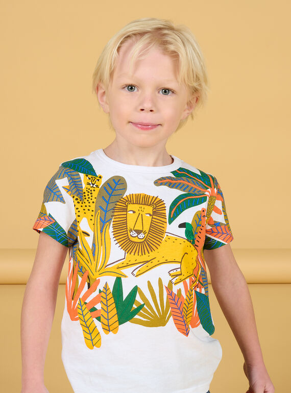 T-shirt branca com padrões de animais da selva menino NOFLATI1 / 22S902R2TMC000