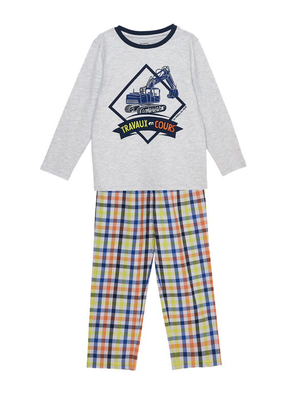 Pijama em jersey criança menino e parte de baixo popeline aos quadrados JEGOPYJTRA / 20SH1223PYJJ920