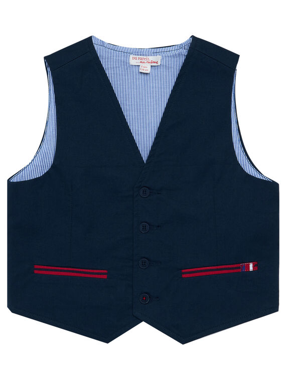 Colete de fato liso azul-marinho com bolsos contrastantes menino JOWEGIL / 20S90291GSM705