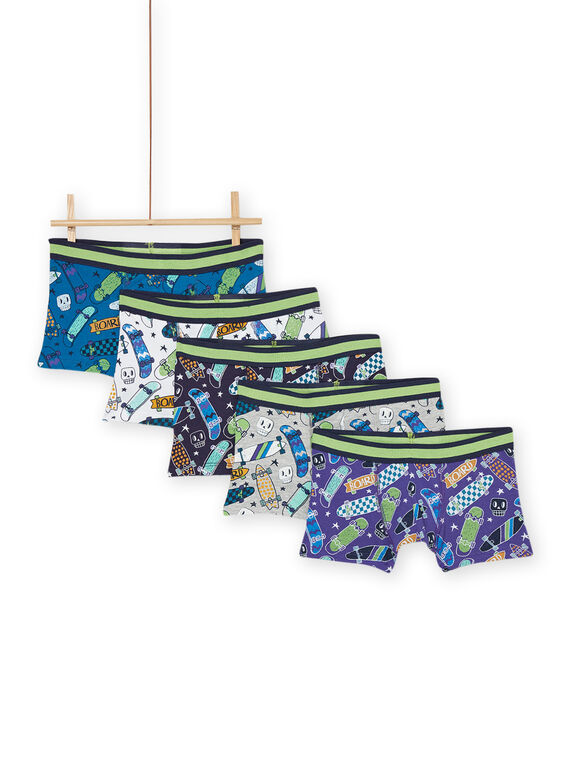 Pack 5 boxers com estampado de skateboard PEGOBOXSEM2 / 22WH1241BOXC210