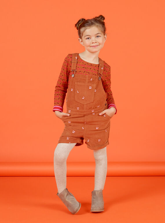Jardineiras curtas em veludo canelado com estampado de cereja menina MACOMSAC / 21W901L1SAC420