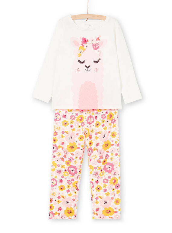 Pijama T-shirt e calças branco e rosa menina LEFAPYJLAM / 21SH1156PYJ001