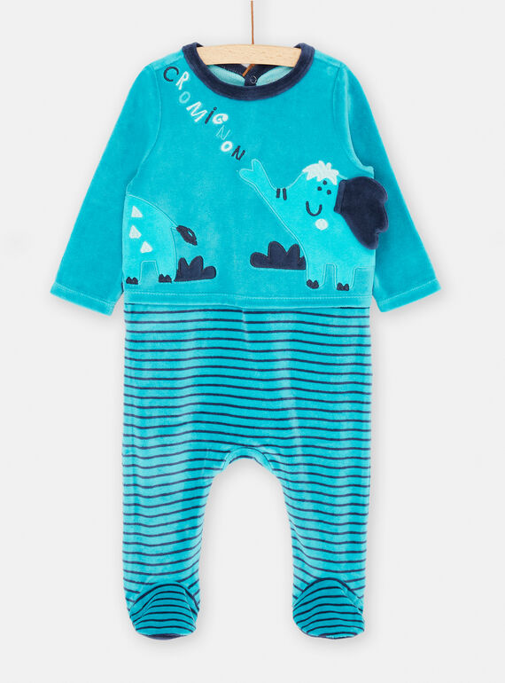Babygro turquesa e azul-marinho com estampado às riscas SEGAGREMOUT / 23WH1452GREC235