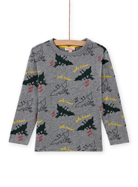 T-shirt cinzento mesclado com estampado dinossauro menino MOFUNTEE1 / 21W902M4TML943