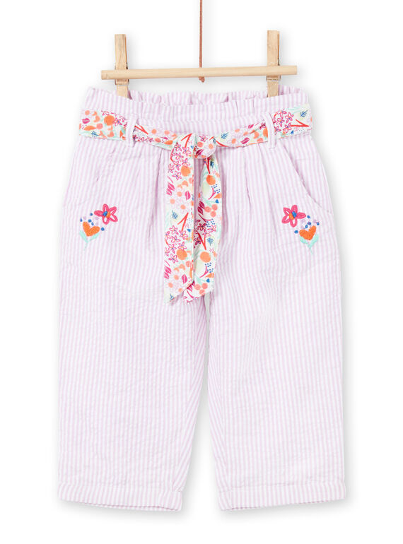 Calças às riscas e bordados bebé menina LIVIPAN / 21SG09U1PAN320