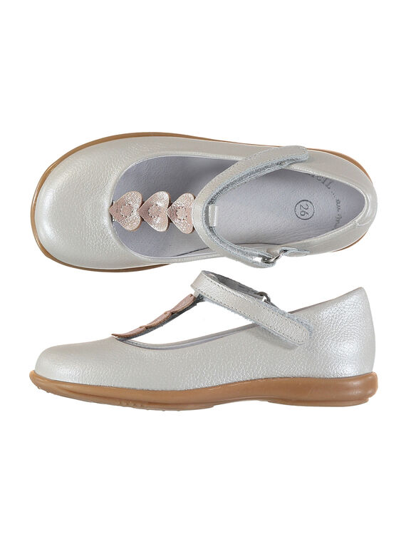 Sapatos salomé citadinos em couro nacarado menina FFSALCOEUR / 19SK3541D13000