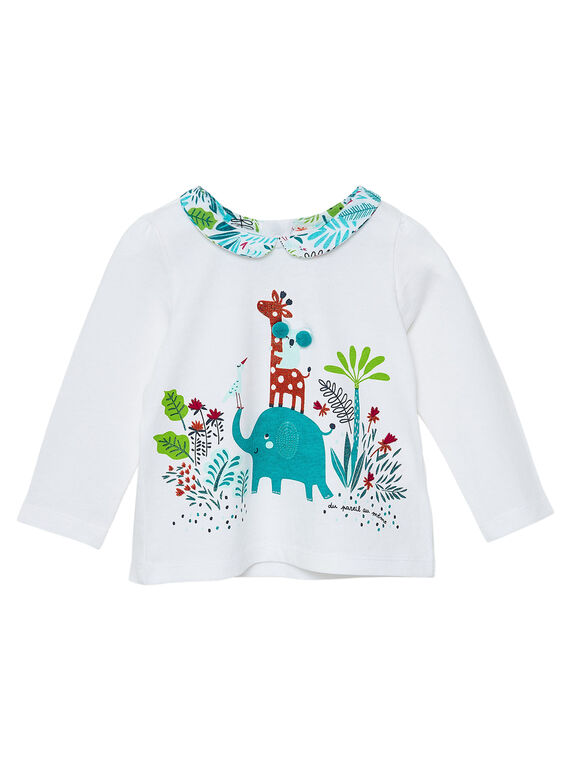 T-shirt mangas compridas e gola estampada bebé menina JICLOBRA / 20SG0911BRA001