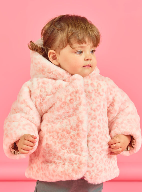 Blusão com capuz reversível dourado e rosa bebé menina MIORDOUREV / 21WG0951D3EA006