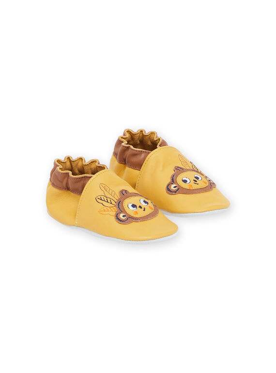 Pantufas em couro amarelo com remendo de macaco RUCHOSMONK / 23KK3843D3S010