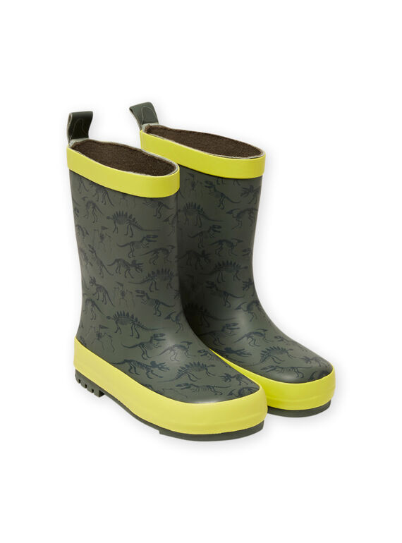 Galochas verde-caqui com estampado de dinossauros menino MOPLUIKAKI / 21XK3614D0C604