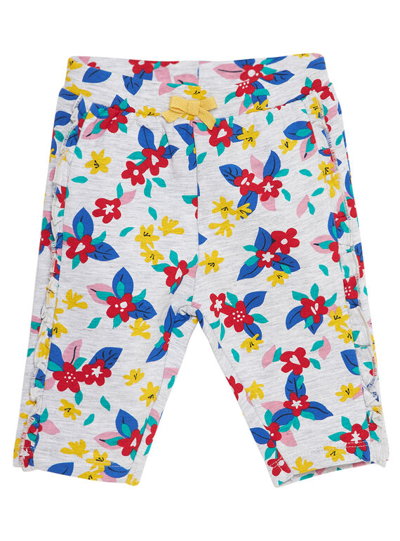 Calças de fato de treino cinzento mesclado estampado bebé menina JITROBAJOG / 20SG09F1JGBJ920