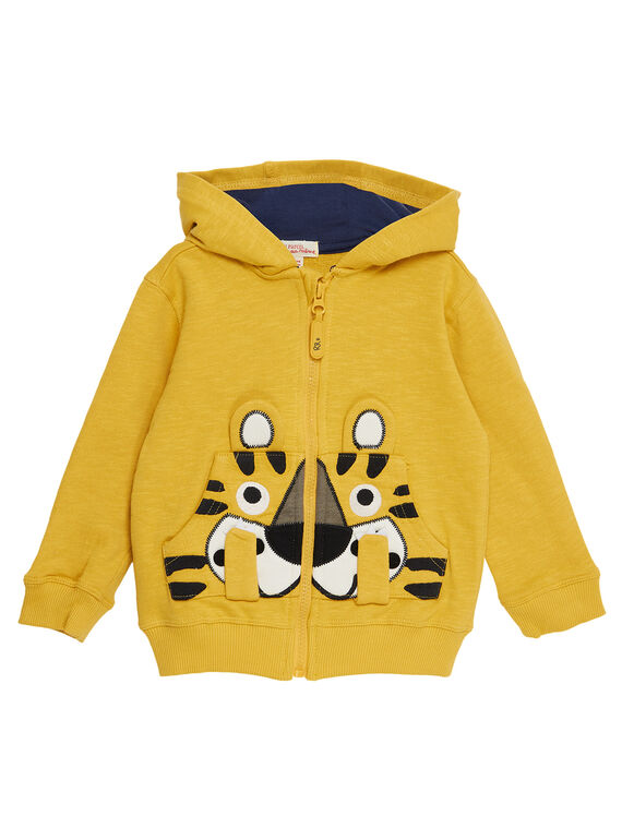 Casaco de moletão amarelo menino com bolso lúdico tigre JOTROGIL / 20S902F1GILB116