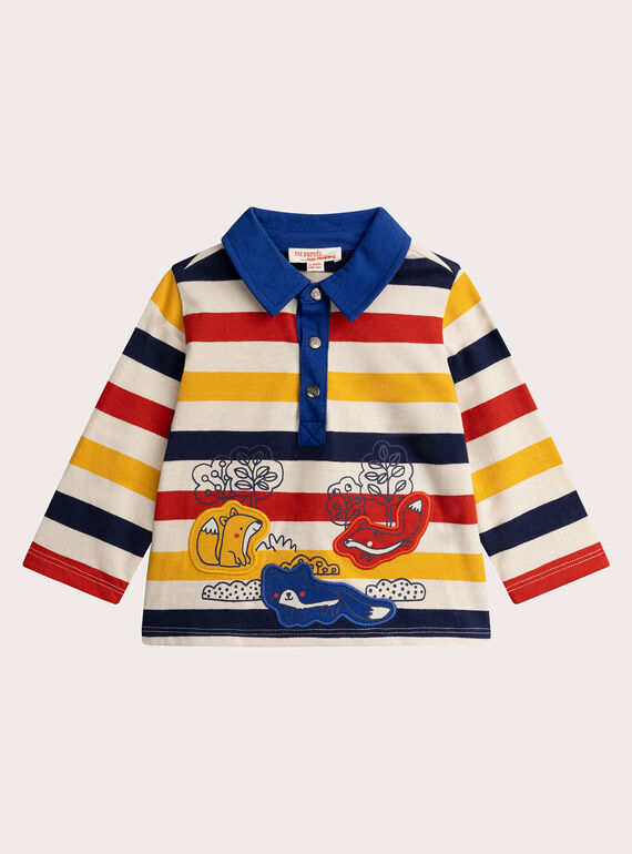 Polo listrado com animação de raposa para bebê  VUROPOL / 24WG10P1POL808