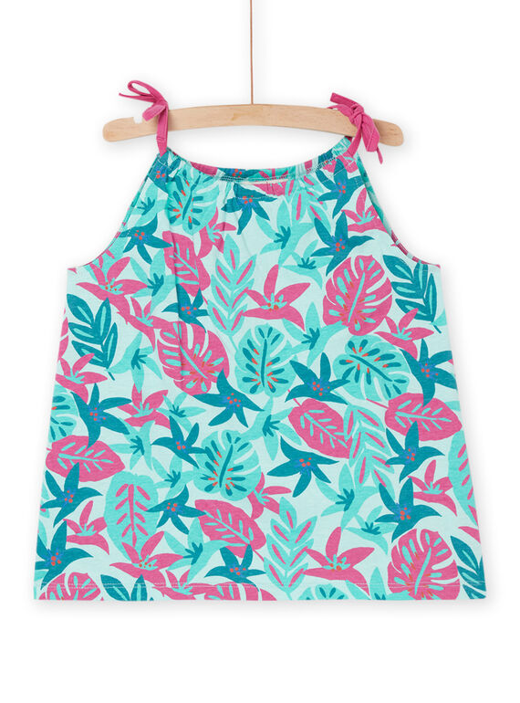Camisola de alças azul e rosa com estampado tropical RAJODEB2 / 23S901Z6TEEC215