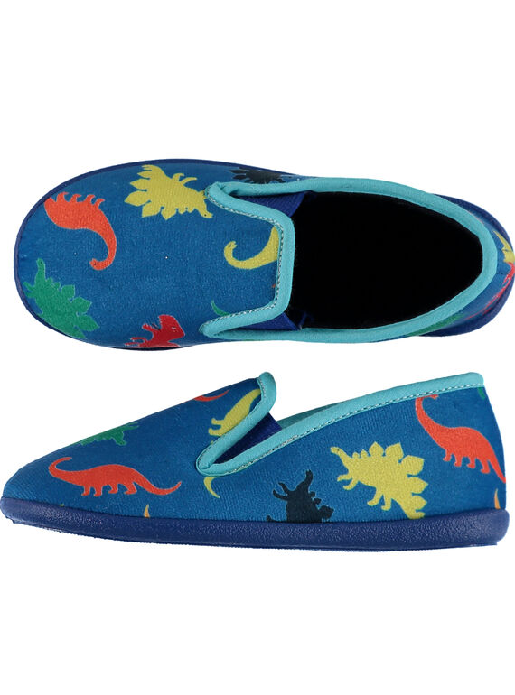 Chinelos veludo made in France azul com dinossauros criança menino GGSGSAURE / 19WK36Z6D0BC218