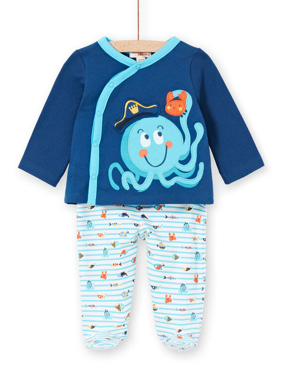 Pijama recém-nascido menino em moletão polvo LEGAPYJPIE / 21SH1451PYJC230