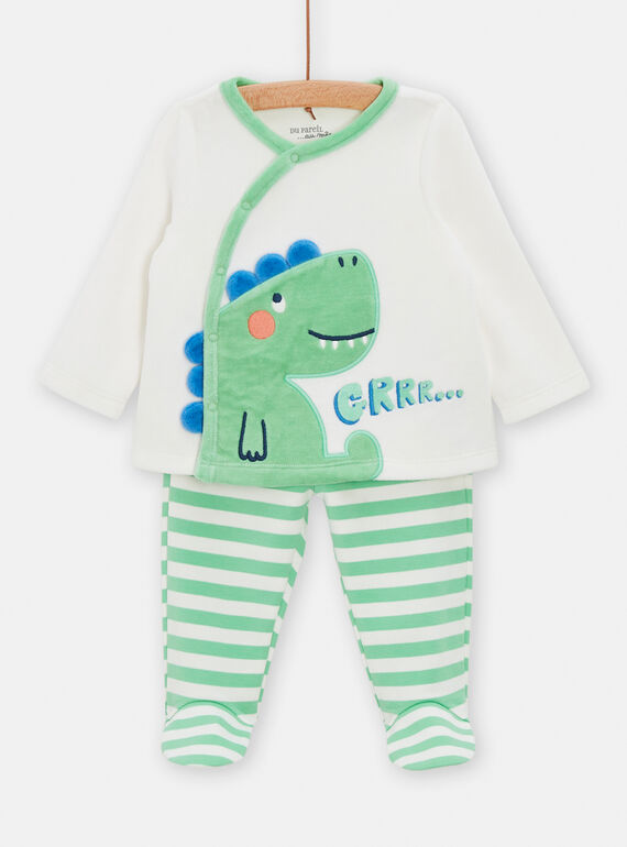 Pijama verde com animação de dinossauro para bebé menino TEGAPYJDIN / 24SH1441PYJ632