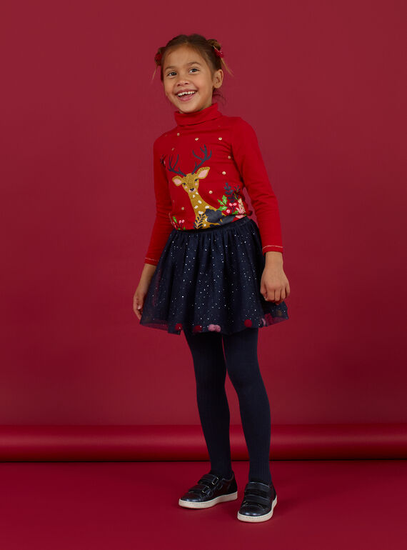 Saia de tule azul-marinho com pompons menina MANOJUP2 / 21W901Q1JUP070