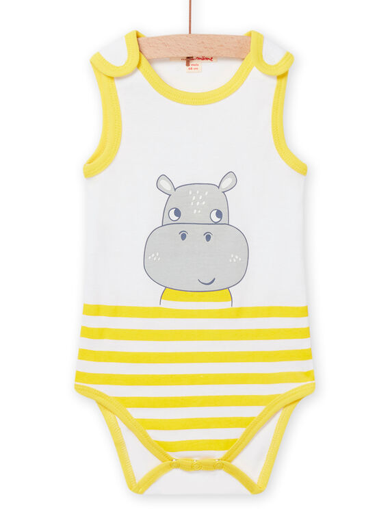 Body sem mangas às riscas amarelas com padrão de hipopótamo bebé menino NEGABODHIP / 22SH14J4BDL000