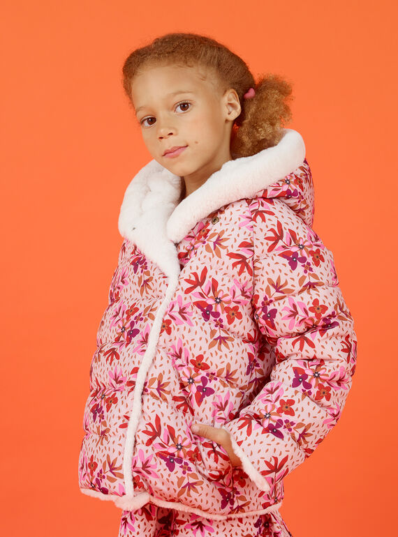 Parca com capuz reversível cru e rosa menina MACAPARKA / 21W90162PARD329