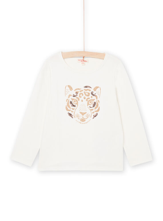 T-shirt de mangas compridas branco com estampado de tigre PAJOYTEE3 / 22W901D4TML001