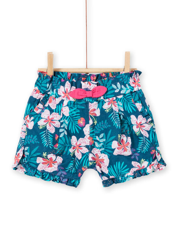 Calções azul e rosa estampado florido bebé menina LIBONSHO / 21SG09W1SHO716