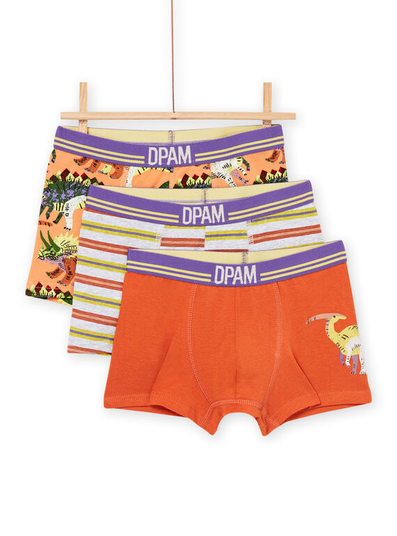 3 boxers com estampado e padrão de dinossauros e com estampado às riscas REGOBOXDIN / 23SH1212BOXJ922