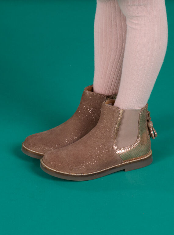 Chelsea boots em couro com purpurinas. PABOOTROSE / 22XK3572D0D030