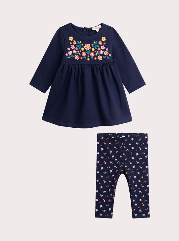 Conjunto de túnica e leggings azuis da meia-noite para menina  VIROENS / 24WG09P1ENS070