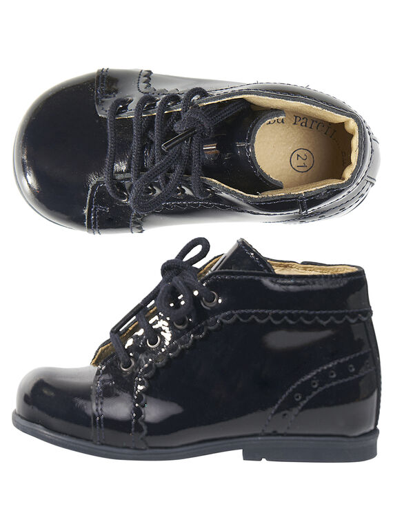 Botas couro envernizado azul-marinho bebé menina GBFBOTIEVAM / 19WK37X2D0F070