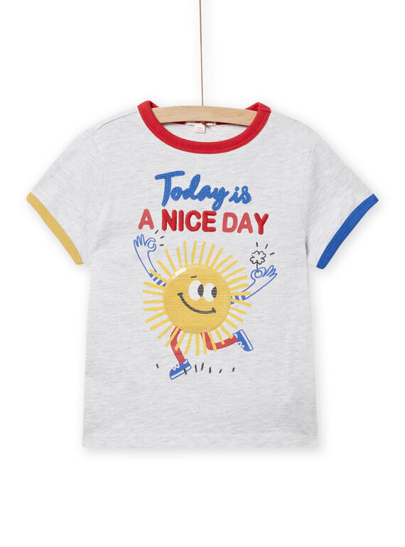 T-shirt cinzento mesclado com padrão sol menino NOLUTI1 / 22S902P2TMCJ920