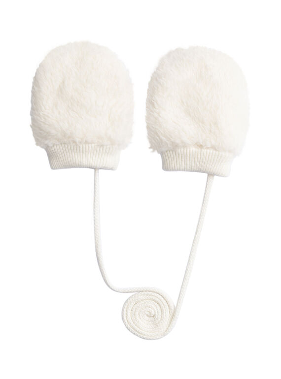 Muffles de pele falsa ecru para bebê  VYUGROMOU / 24WI10M1GAN001