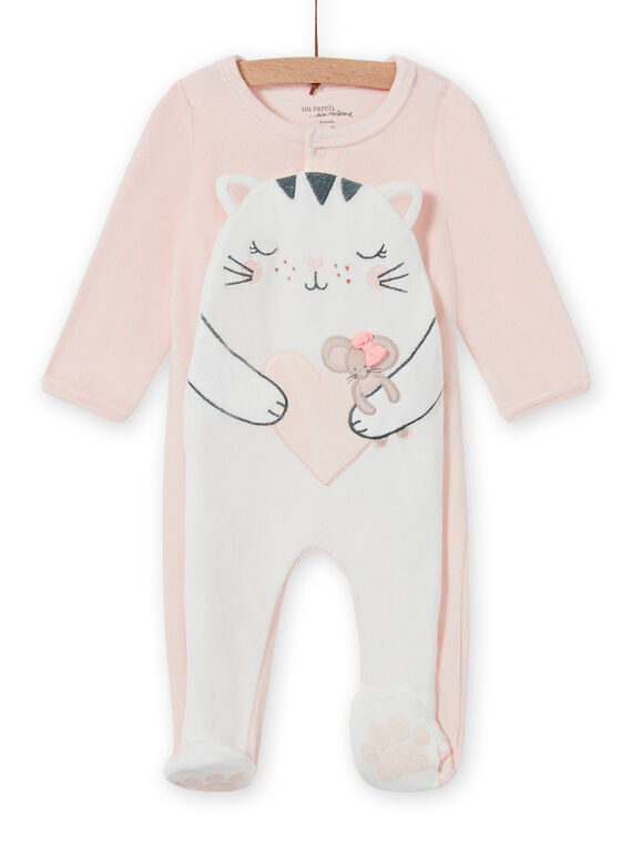 Babygro rosa pálido com padrão de gato bebé menina MEFIGRECHA / 21WH1382GRE301