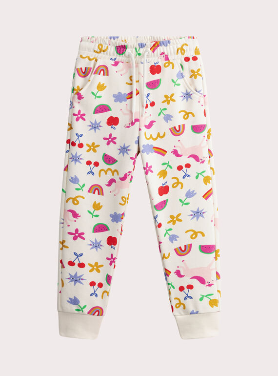 Calças de treino cru com estampado multicolor WAJOBAJOG2 / 25S901I1JGB001